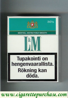 L&M Menthol Distinctively Smooth Menthol Cool 30s cigarettes hard box